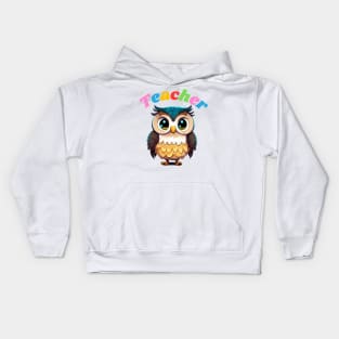 Teacher cartoon owl Kids Hoodie